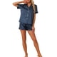 thumbnail image 2 of INSPIRAR CHIC Conjuntos de Pijamas de Satén para Mujeres, Conjuntos de Lounge de Seda, Camisa de Manga Corta con Botones, Pantalones Cortos con Volantes, Ropa de Dormir de 2 Piezas, 2XL Azul, 2 of 6