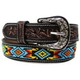 thumbnail image 2 of 31-32  Kids Child Youth 1-1/4" Wide Western Floral Tooled Purple Beaded Leather Belt 26FK45C, 2 of 3