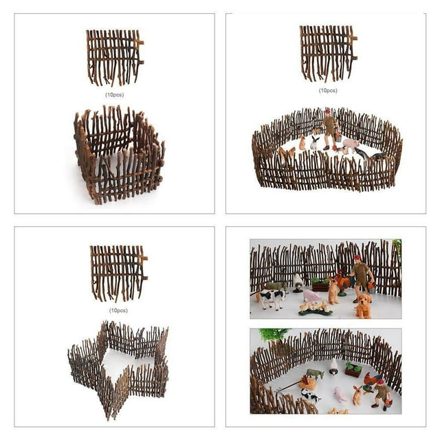 serony DIY Miniature Corral Fencing Dollhouse Miniature Fence Kit Plastic Fence Fence Model for Model Fence Model Playset 10pcs Style C
