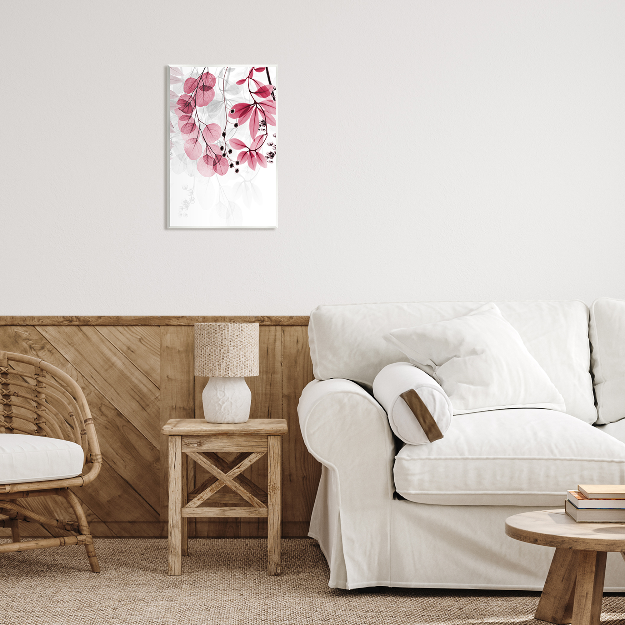 Stupell Industries Modern Pink Botanical Leaves Botanical & Floral Painting Unframed Art Print Wall Art, 13 x 19