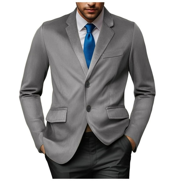 adviicd Suits for Men Classic Fit Men's Linen-Blend Suit Jacket, Breathable Single Blazer, Regular Fit, with Chest Pocket (Grey,M)