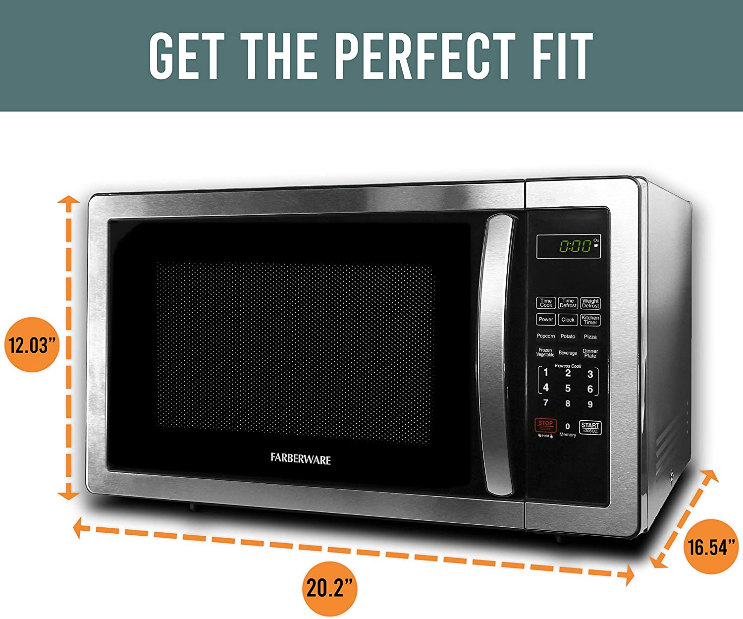 Farberware 1.1 Cu. Ft. Stainless Steel Countertop Microwave Oven With 6 Cooking Programs, LED Lighting, 1000 Watts - image 3 of 10