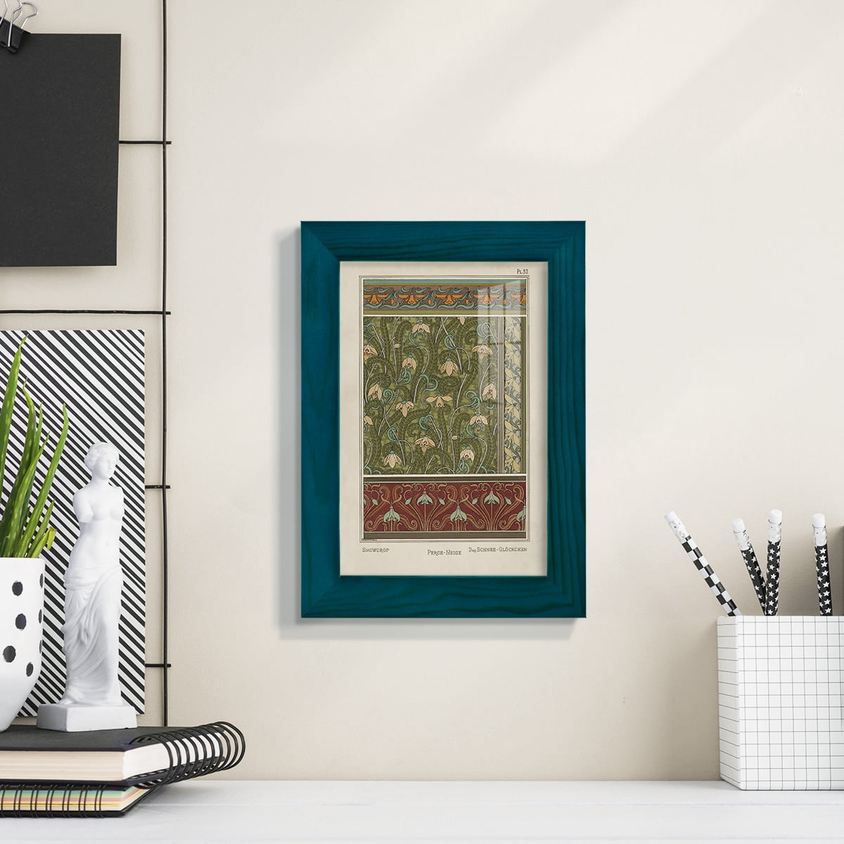 Nouveau Decorative VI - Framed Print w/glass - Ocean Blue