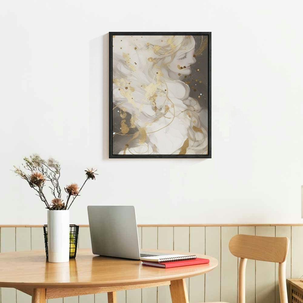 Gotuvs Marble Wall Painting Gold Foil Canvas Painting White And Gold 