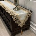 thumbnail image 1 of Yazoeia Vintage Fabric Lace Table Runner with Tassels, Rectangular Lace Floral Embroidery Dining Table Runner Coffee Table Runner Dresser Scarf for Christmas Wedding Holiday Party Home CJC912-167330, 1 of 6