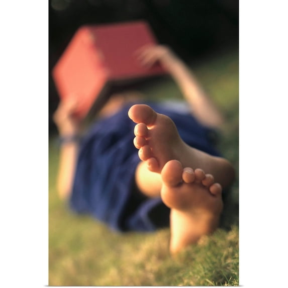 Great BIG Canvas | Rolled Dana Edmunds Poster Print entitled Hawaii, Close-Up Of A Man's Feet, Reading A Book