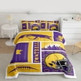 thumbnail image 2 of jejeloiu Football Sport City Twin Comforter Sets,Yellow Purple Bedding Set For Teens Reversible 2pcs, 2 of 8