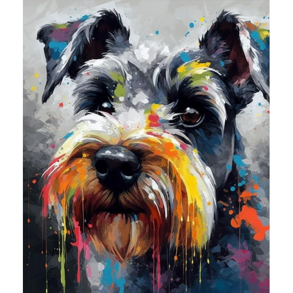 Paint by Numbers Kit for Adults -Schnauzer (2) - on Canvas with Brushes Acrylic Pigment DIY Oil Painting for Home Wall Decor (40x50cm/16x20 inch)-