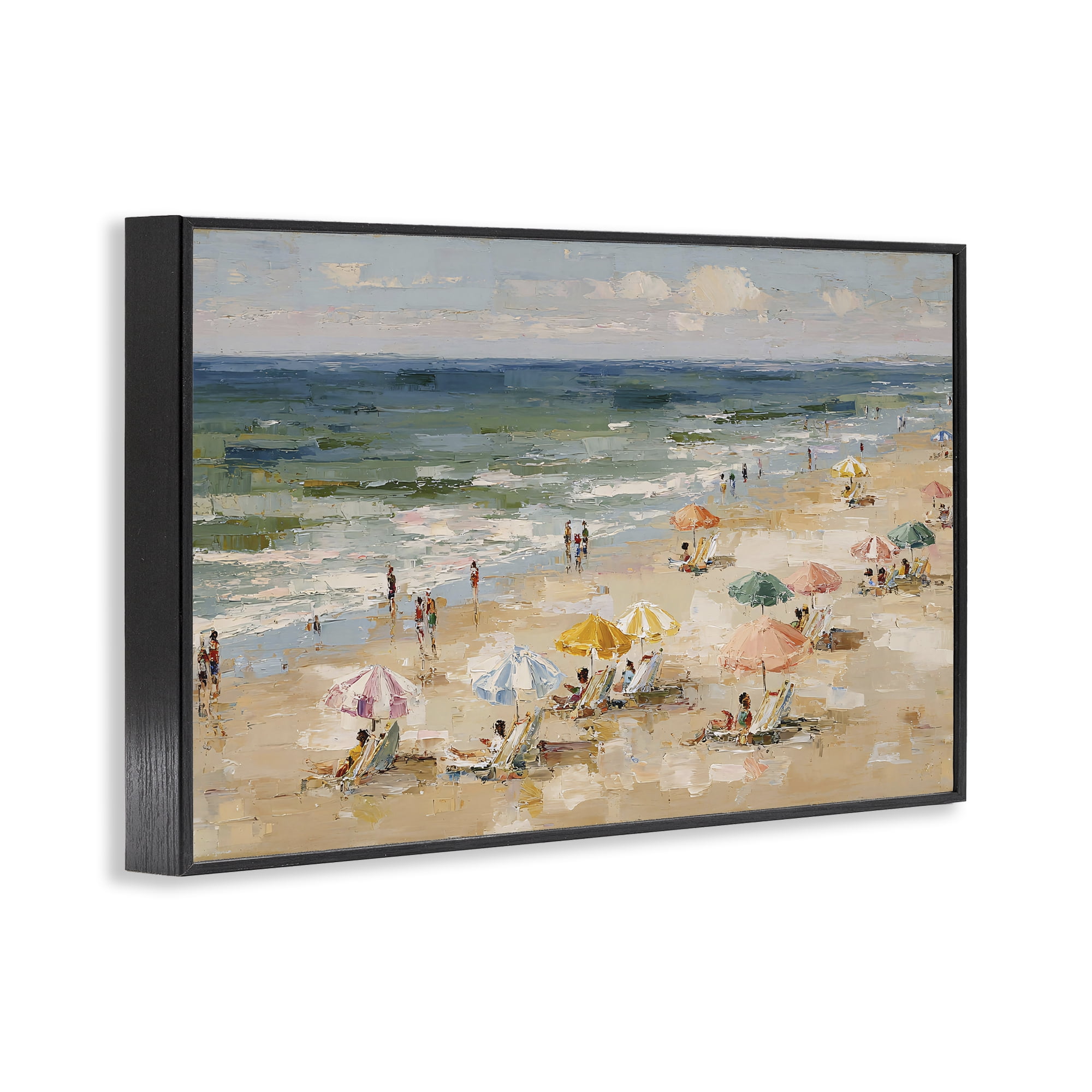 Stupell Industries Impressionist Summer Beach Day Black Framed Giclee Art, design by Jacky Ngan