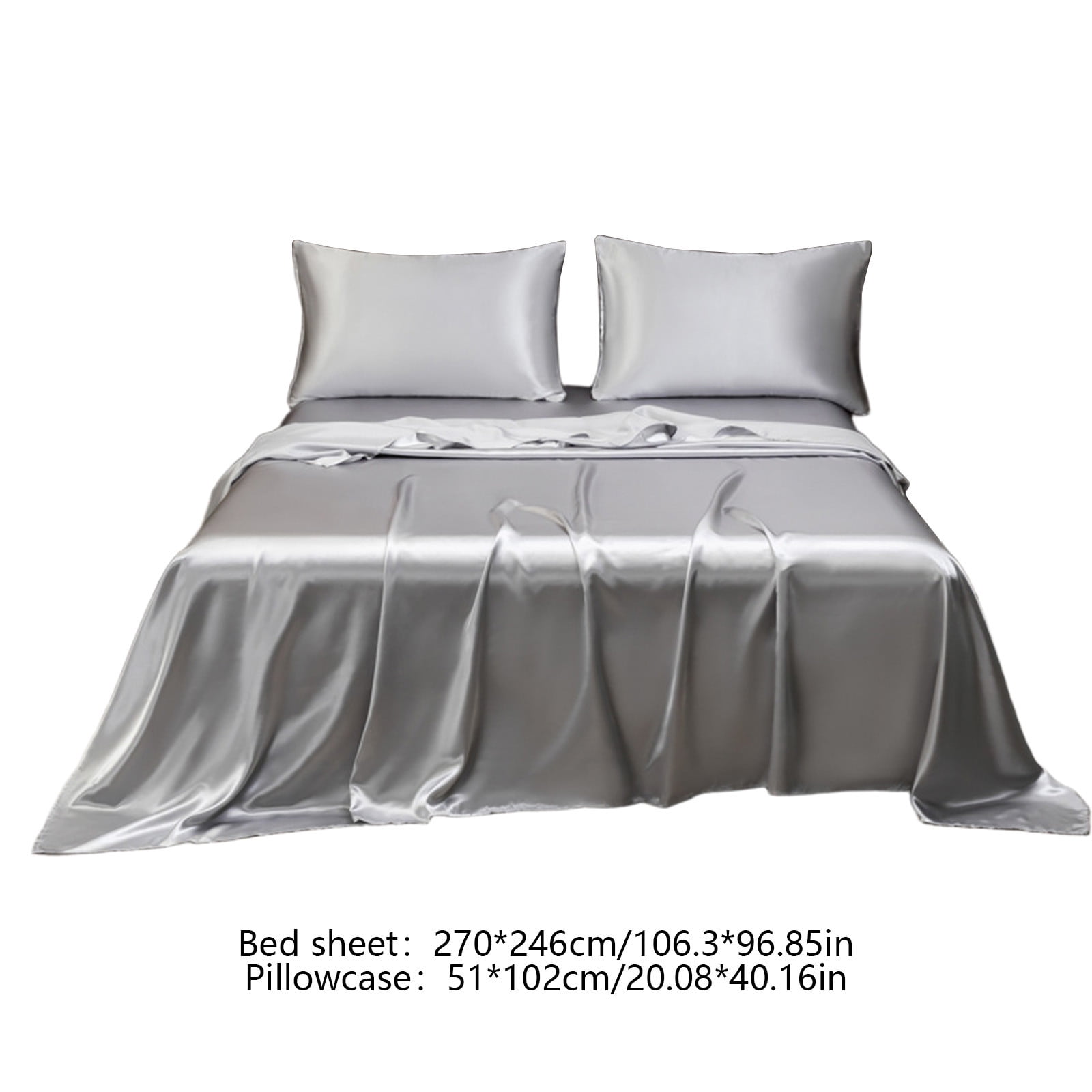 Soft Solid Matte Satin Hotel Silk Bed Sheet Set, Polyester Microfiber Gray Bedding Collection, Master Bedroom Luxury Bed Linens Enhancement, Home Comfort Sleep Solution for Refreshed Mornings, AESTIV
