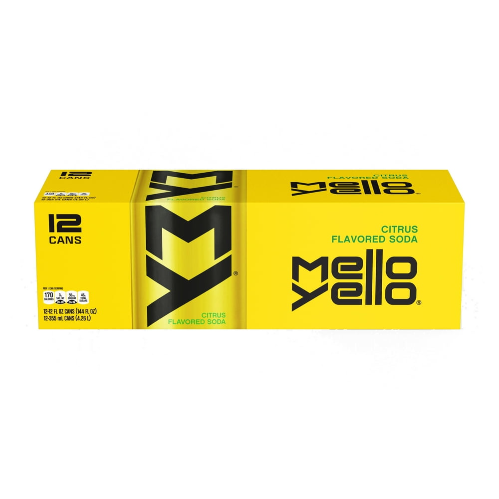 Mello Yello Citrus Flavored Soda Soft Drinks, 12 fl oz, 12 Pack