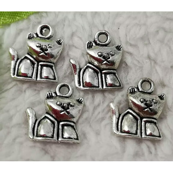K-KED 336 pcs tibet silver cat charms 15x13mm B5059