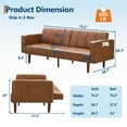 thumbnail image 3 of Danolapsi 75" Futon Sofa Bed Mid-Century Futon Couch,PU Leathe Convertible Sleeper Couch with Adjustable Backrest,Loveseat and Side Pockets,Comfy Love Seat Sleeper for Living Room & Bedroom, 3 of 7