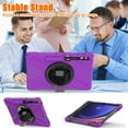 thumbnail image 4 of ELEHOLD Rugged Case for Samsung Galaxy Tab S9 Plus / Tab S9 FE Plus 12.4" Tablet, Heavy Duty Shockproof Rotating Stand Handstrap Pen Holder Case with Shoulder Strap for Galaxy 12.4 Inch,Purple, 4 of 10