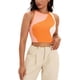 thumbnail image 1 of ATHLECHIC Camiseta sin mangas de verano de bloques de color para mujer, con cuello redondo, básica y corta, color naranja, 1 of 5