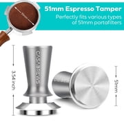 Casabrews 51mm Espresso Tamper 30lb Spring Calibrated, Flat Stainless Steel, Grey
