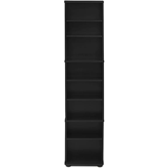 HomeStock Adjustable Shelves Multimedia Storage Tower Rack with Spacious Media Organization, Durable Design, Versatile Rack for DVDs, CDs, Games, and More-Color:Espresso,Size:8 Tier