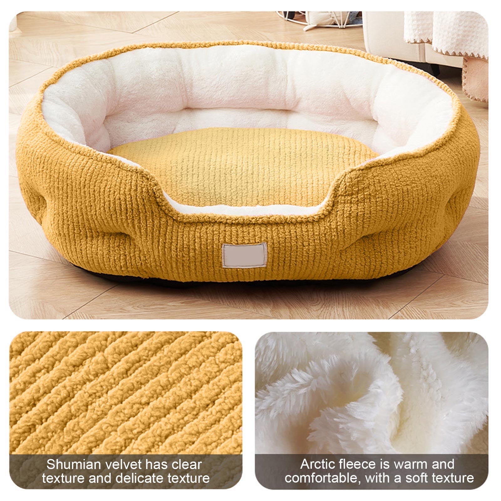 syligr Thick Warm Pet Bed for Cats Dogs Small Animals All Season Soft Plush Cushion Anti-Slip Bottom Washable Cover Cozy Sleeping Pad for Indoor Use Multiple Colors and Patterns