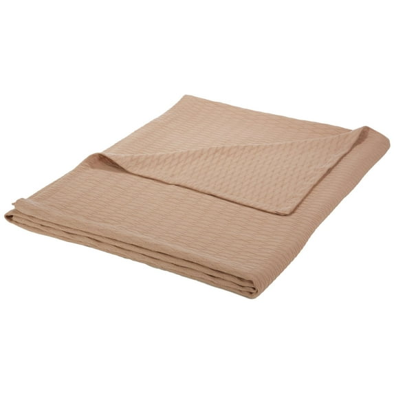Diamond All-Season 100% Cotton Thermal Woven Blanket Khaki / King
