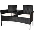thumbnail image 4 of Costway Patio Rattan Conversation Set Seat Sofa Cushioned Loveseat Glass Table Chairs, 4 of 9