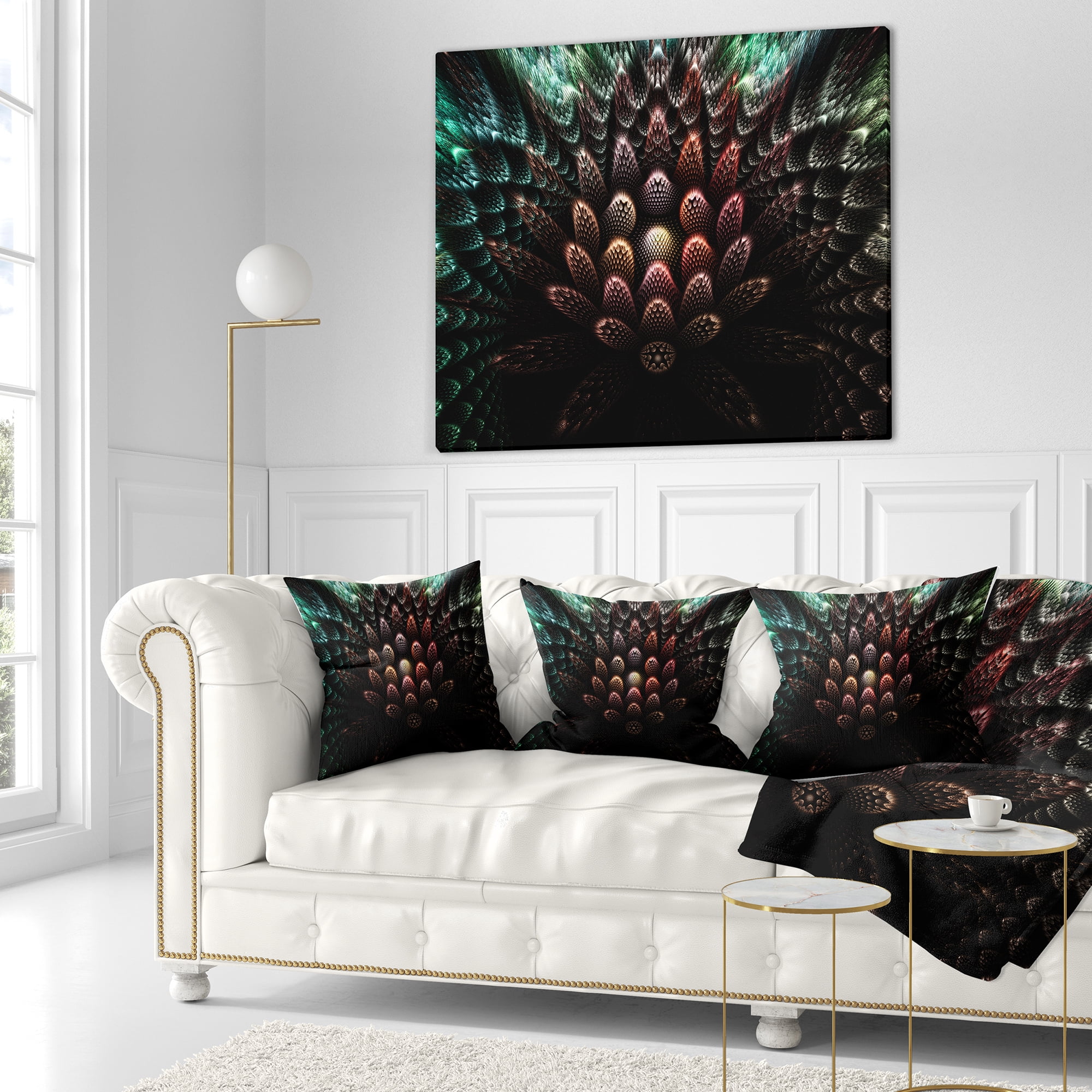 Designart Fractal 3D Flower Fantasy - Contemporary Throw Pillow - 16x16