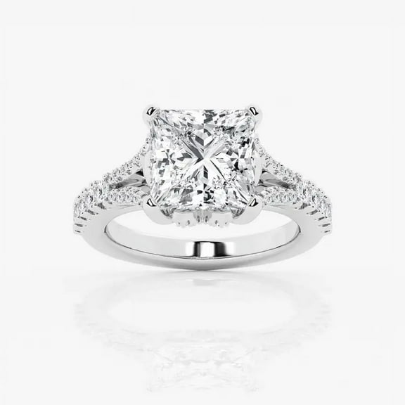 Cloud Jewelry Excellent 1.8 Ct Princess Cut Moissanite Ring - 14K White Gold Plated Wedding Anniversary Ring - Twisted Crossover Style Engagement Rings - Birthday Gifts for Her