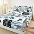 thumbnail image 3 of Manfei Western Cowboy Queen Sheet Sets,Rustic Farmhouse Cabin Flat Sheet,Farm Horse Horseshoe Queen Fitted Sheet For Girls Teens,Microfiber Bedroom Decor,4-Piece, 3 of 7