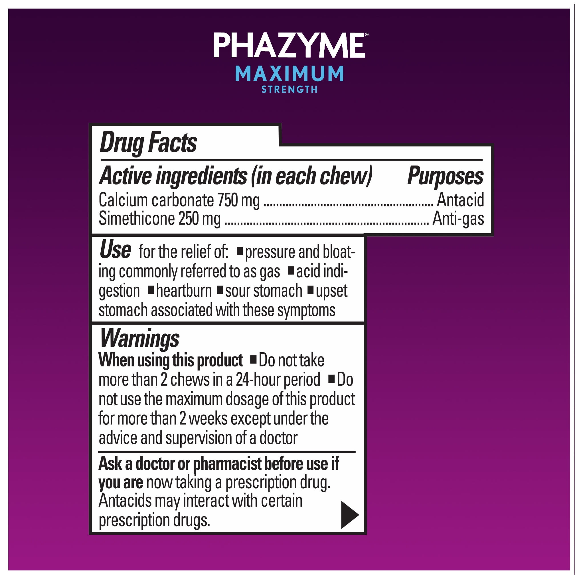 Phazyme Maximum Strength Gas & Acid Relief, Works Fast, Cherry Flavor, 24 Chews