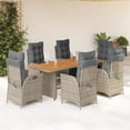 thumbnail image 1 of vidaXL 7 Piece Garden Dining Set with Cushions Grey Poly Rattan, 1 of 1
