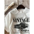 thumbnail image 5 of Women's Graphic Letter Tee Crew Neck Drop Shoulder Trendy Summer T Shirt Short Sleeve Vintage Car Print Top,womens shirts for summer,womens shirts casual short sleeve,womens casual summer shirts, 5 of 6