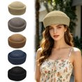 thumbnail image 5 of AJKHSAHDFJ Beret Hats For Hand Woven Church Hat Elegant Hat Artist Painter Hats For Summer Wedding Parties,Light brown,7.28,Hat, 5 of 5