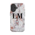 thumbnail image 1 of Personalised White x Rose Gold Marble Initials iPhone 16 Case, iPhone 12 Pro Max, 1 of 4