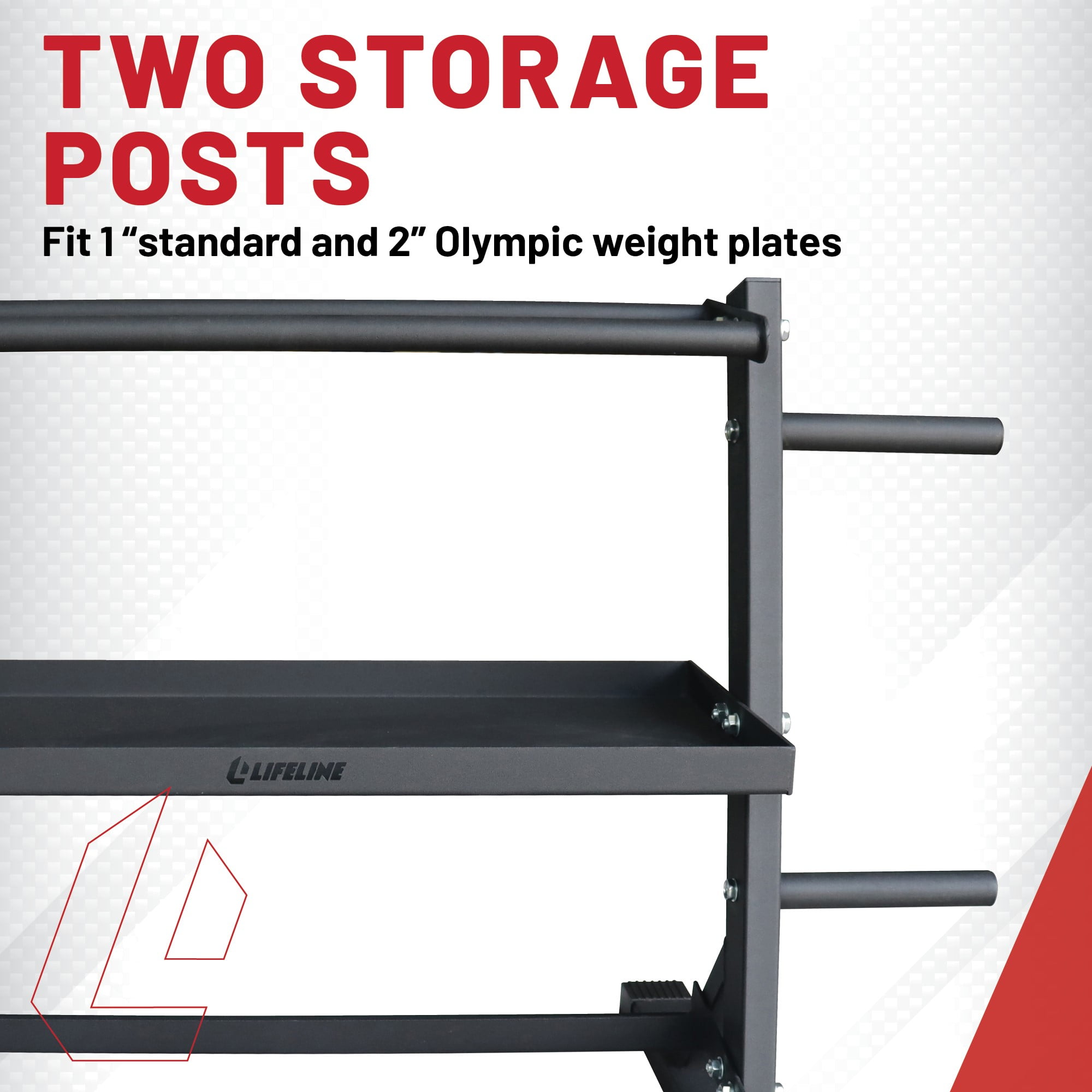 Lifeline Fitness Home Gym 3-Shelf Storage Rack with Rope and Band Hook - Holds up to 440 LBS
