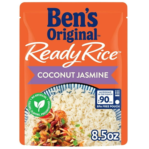 BEN'S ORIGINAL Ready Rice Coconut Jasmine Flavored Rice, Easy Dinner Side, 8.5 oz Pouch (Pack of 3)