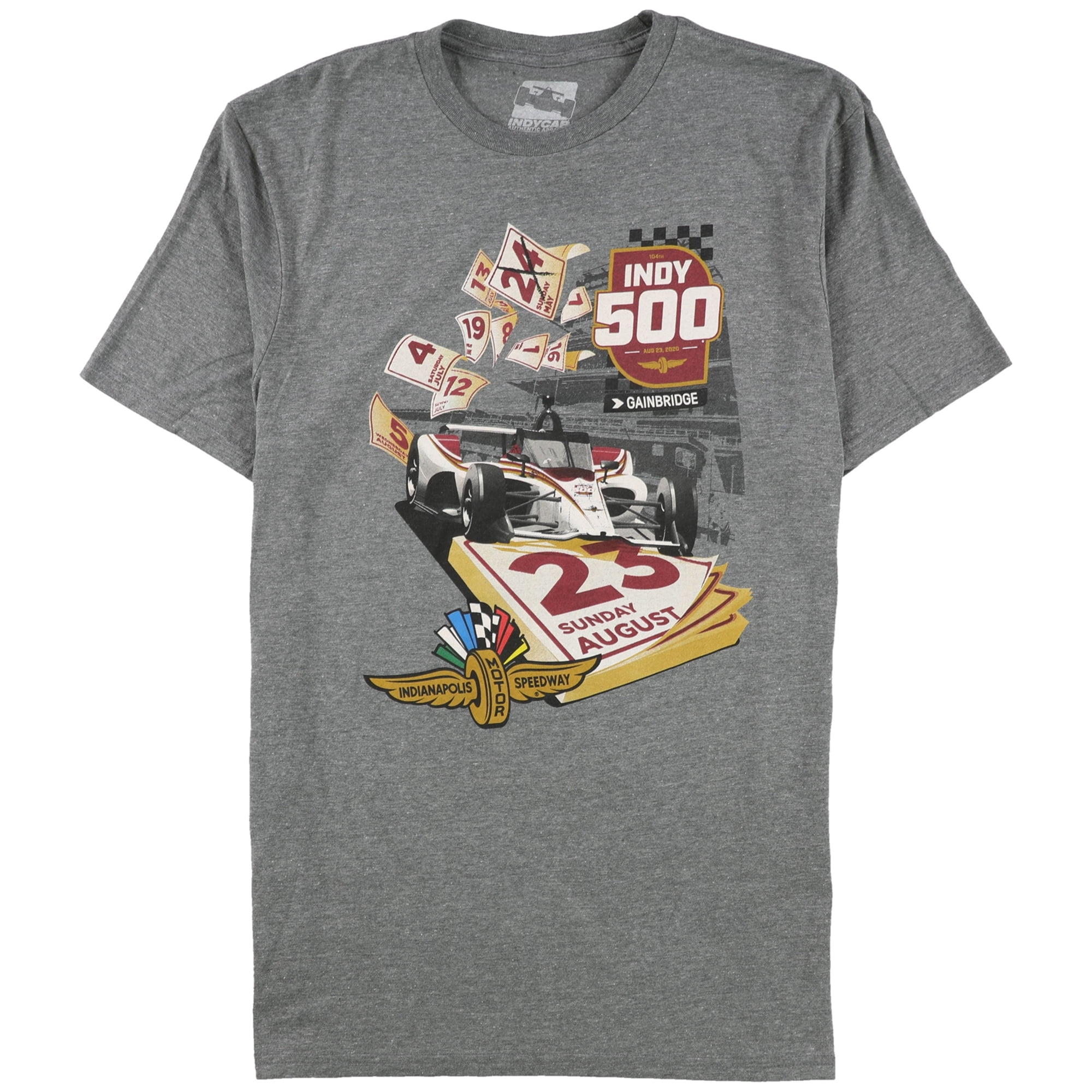 INDY 500 Mens August Calendar Graphic TShirt, Grey, XLarge