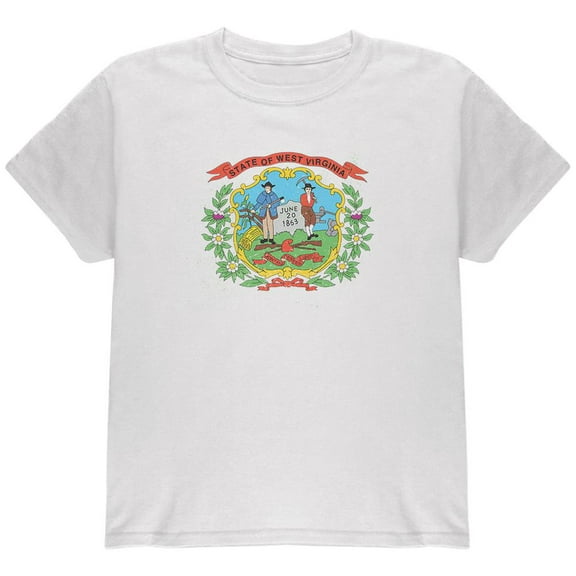Born and Raised West Virginia State Flag Youth T Shirt White Youth X-SM