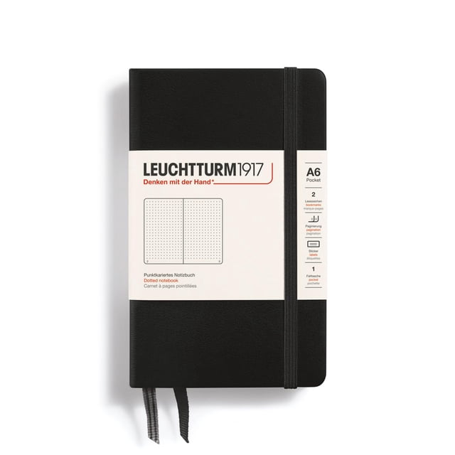 Libreta LEUCHTTURM1917 Pocket A6 Tapa dura de 90 x 150 mm, color negro