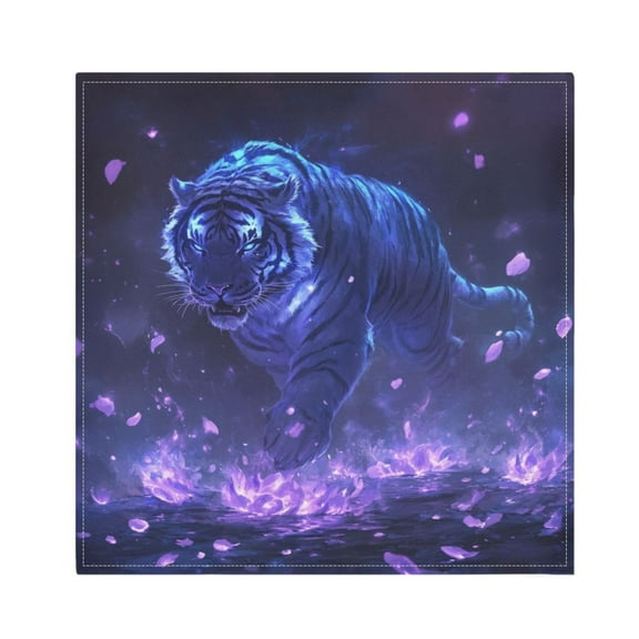 Qxltty Giant Tiger Purple Pattern Napkins 20×20in Perfect for Parties Dinners Weddings Cocktail Housewarming Cloth Napkins Set of 6