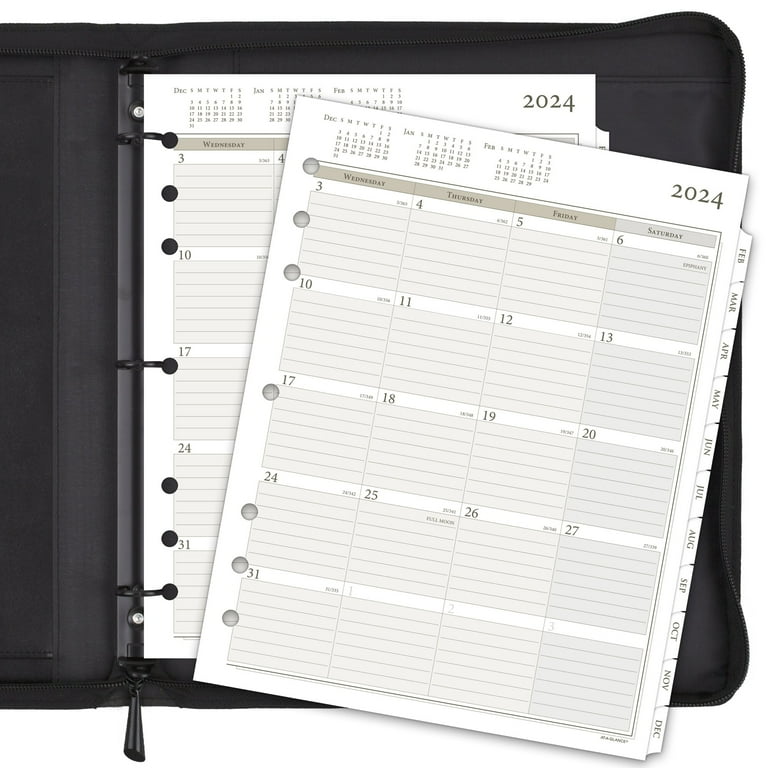  2024 Monthly Planner Refill for A5 Binder, Two Page