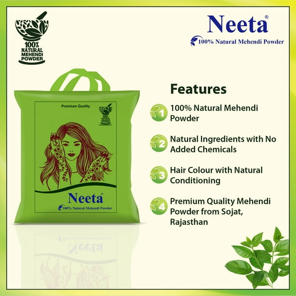 Neeta 100% Natural Henna for Hair Color, Henna with GI Tag for
