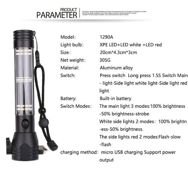 La torche de secours multifonctionnelle rechargeable allume la lampe-torche  solaire menée par alimentation d'USB 