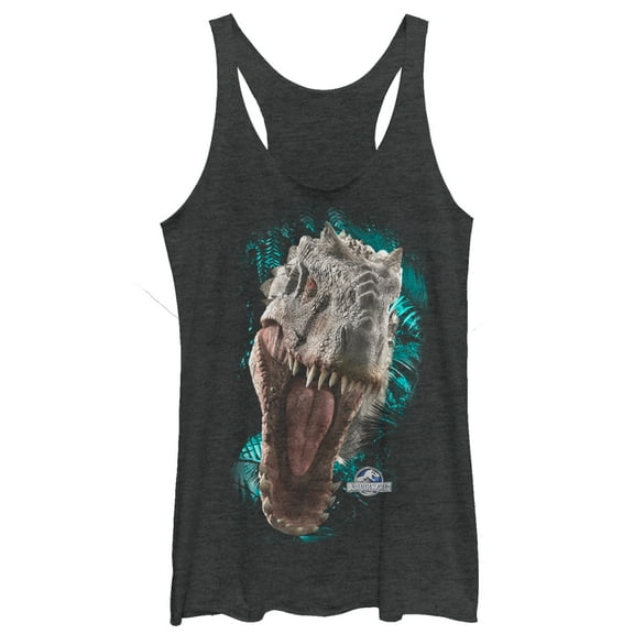 Women's Jurassic World Red-Eyed Monster Racerback Tank Top Black Heather Large