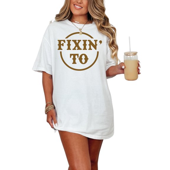 Vintage Fixin' To Statement Graphic, White Comfort Colors T-Shirt, Small