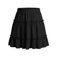 thumbnail image 5 of BRGZLK Mini Skirts For Women Tiered Elastic High Waist A Line Skirt Pleated Casual Solid Color Beach Vacation Ruffle Summer Cotton Short Style, 5 of 5