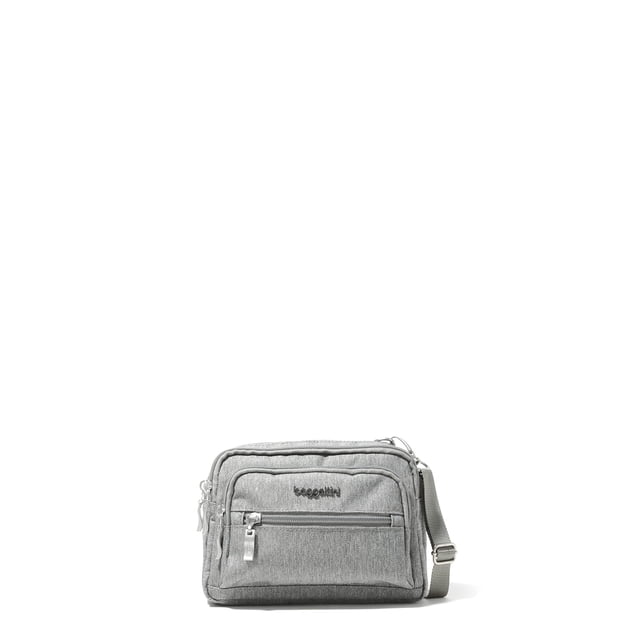 Baggallini Bolso bandolera pequeño con triple cremallera para mujer - Riñonera convertible de 8x6 pulgadas - Ligero resistente al agua