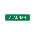 thumbnail image 1 of Alannah Girls Children Name Letter Printed Label Indoor Outdoor Unique Novelty Wall Plaque Decoration Aluminum Metal Sign 4"x13.5", 1 of 1