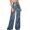 Blue, variant on sunsanly Women Pants Shiny Solid Color High Waist Spring Autumn Temperament Loose Straight Wide Leg Trousers Daily Wear