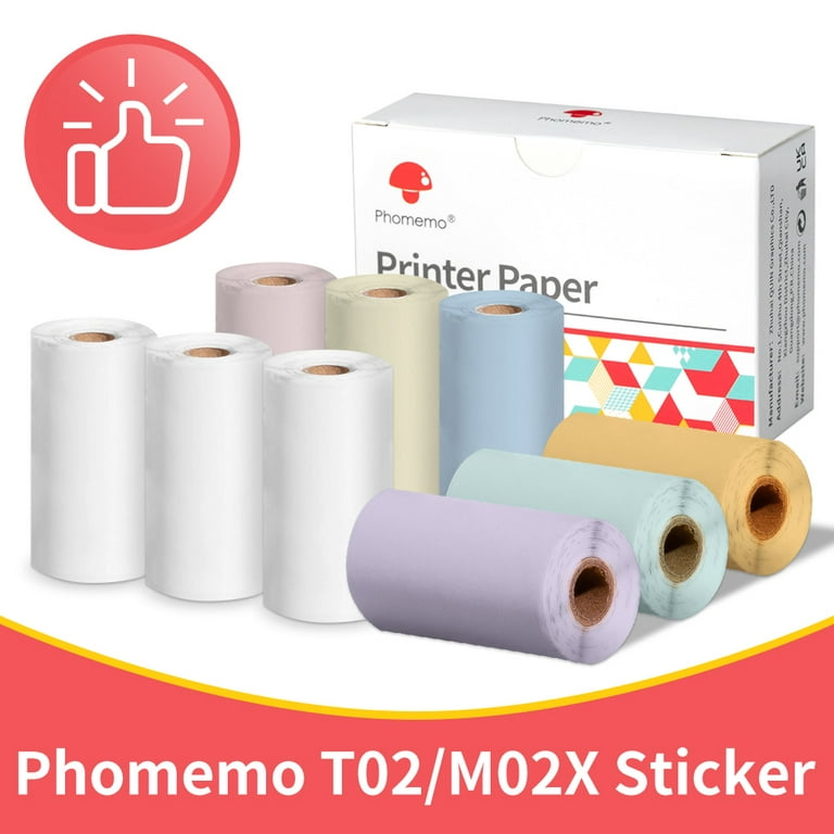 Phomemo 3 Rolls Self-adhesive Transparent Sticker Thermal Paper for T02 
