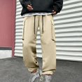 thumbnail image 2 of Fashion YLSDY Men's Casual Cargo Pants Loose Lightweight Stretch Workout Lounge Trouser Elastic Waist Drawstring Joggers Pants Khaki 12, 2 of 7