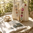 thumbnail image 4 of Crochet Tote Bag for Women, Floral Knit Purse, Boho Spring Summer Beach Handbag for Travel and Daily Use, 4 of 5